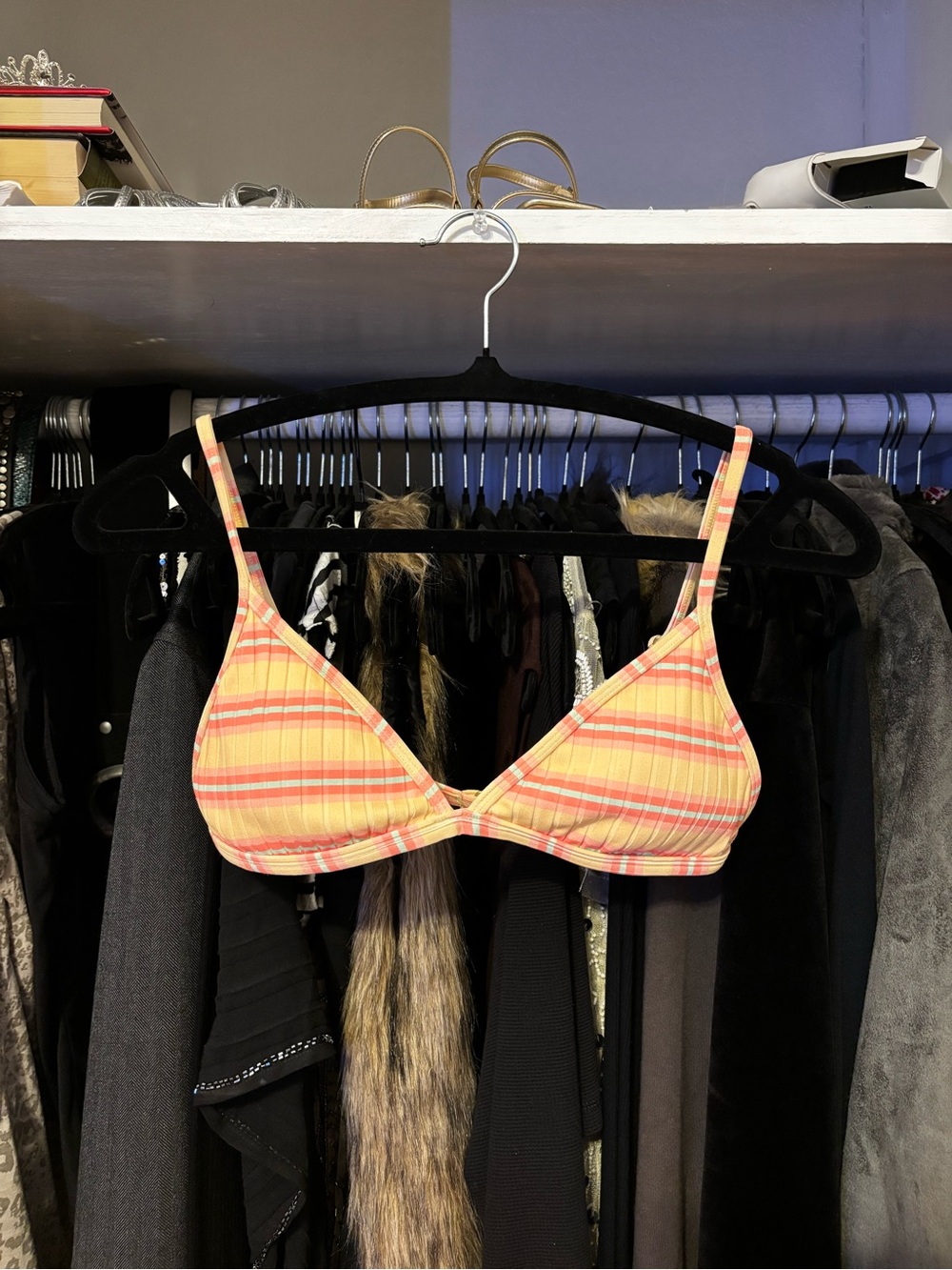 Striped Yellow & Pink Triangle Bikini To